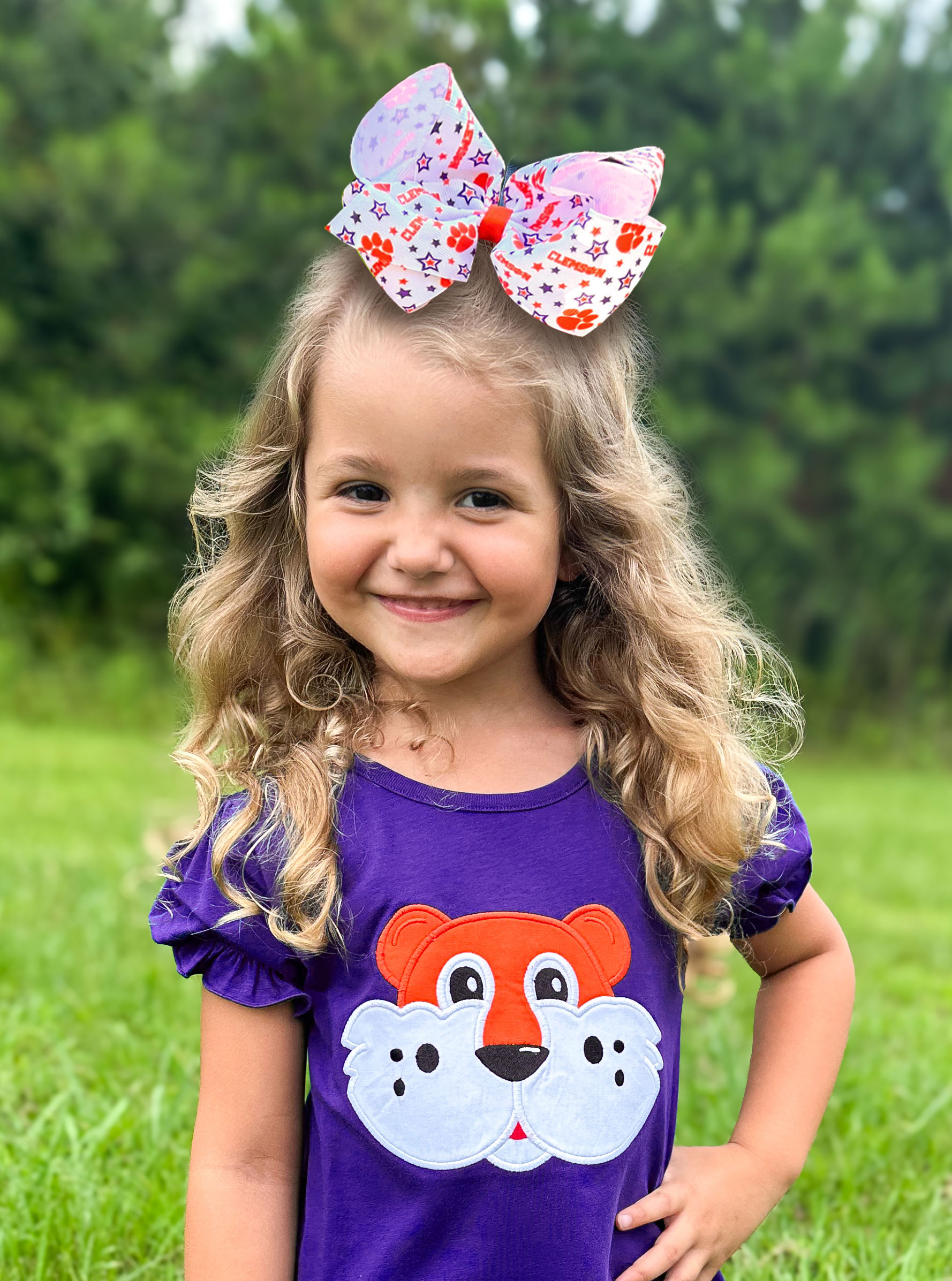 King Collegiate Signature Print Bow - Clemson